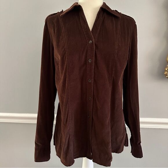 Macdougal & Houston Tops - MacDougal & Houston brown long sleeve button up corduroy shirt size L